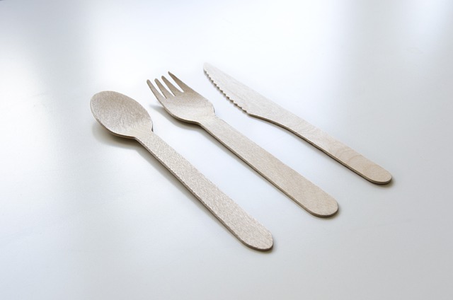 Biodegradable spoon, fork, and knife. pixabay